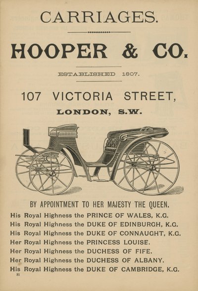 إعلان عن عربات Hooper & Co بواسطة مدرسة اللغة الإنجليزية