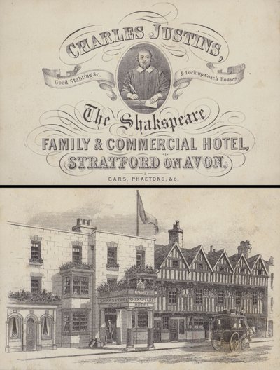 Advertisement for The Shakspeare Hotel, Stratford on Avon, Warwickshire (engraving) بواسطة مدرسة اللغة الإنجليزية