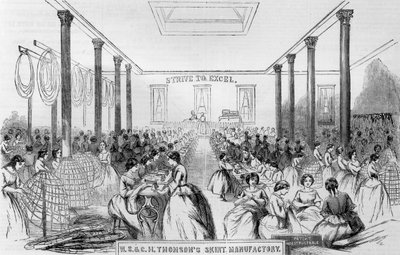 إعلان عن تصنيع تنورة طومسون من هاربرز ويكلي 1859 بواسطة مدرسة اللغة الإنجليزية