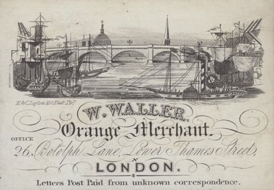 إعلان لصالح W Waller، Orange Merchant، London (litho) بواسطة مدرسة اللغة الإنجليزية