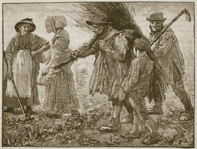 العمال الزراعيون في وقت برلمان الإصلاح الأول ، رسم توضيحي من Cassells Illustrated History of England (sepia photo) بواسطة مدرسة اللغة الإنجليزية