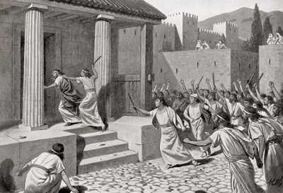 ألكاندر شاب من سبارتا يهاجم ليكورجوس ، من Hutchinson History of the Nations ، حانة 1915 بواسطة مدرسة اللغة الإنجليزية