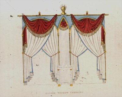 ستائر نافذة Alcove ، لوحة 141 من Ackermann's Repository of Arts ، تم نشرها عام 1824 (لون ليثو) بواسطة مدرسة اللغة الإنجليزية