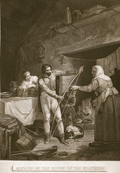 ألفريد في بيت Neatherd ، التوضيح من ديفيد هيوم تاريخ إنجلترا ، حانة. بقلم ر. بوير ، لندن ، 1812 بواسطة مدرسة اللغة الإنجليزية