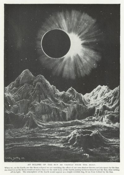 An eclipse of the Sun as seen from the Moon (litho) بواسطة مدرسة اللغة الإنجليزية