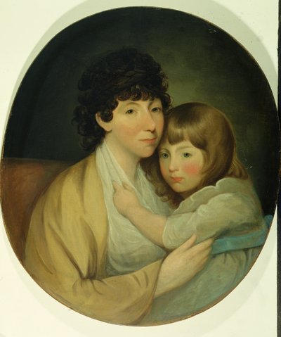 Anna Maria White (Mrs Charles Trench) and child (oil on canvas) بواسطة مدرسة اللغة الإنجليزية