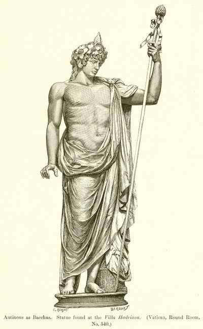 Antinous مثل باكوس. العثور على تمثال في فيلا هادريانا. (الفاتيكان ، غرفة مستديرة ، رقم 540) بواسطة مدرسة اللغة الإنجليزية
