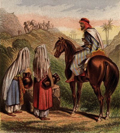 عرب يمتطون ظهور الخيل ويجمعون الماء (كروموليثو) بواسطة مدرسة اللغة الإنجليزية