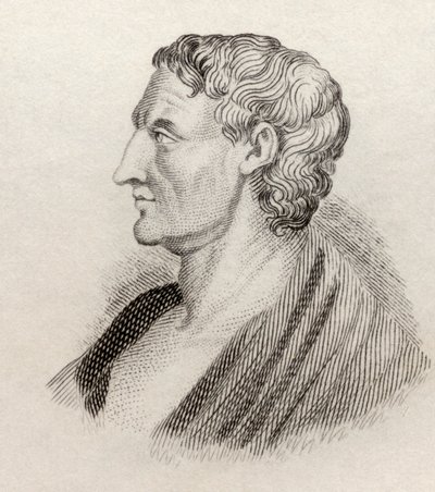 أرسطو ، من "قاموس كرابيس التاريخي" ، نُشر عام 1825 بواسطة مدرسة اللغة الإنجليزية