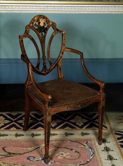 كرسي بذراعين ، جورج سيدون ، c.1780 (خشب مطلي) بواسطة مدرسة اللغة الإنجليزية