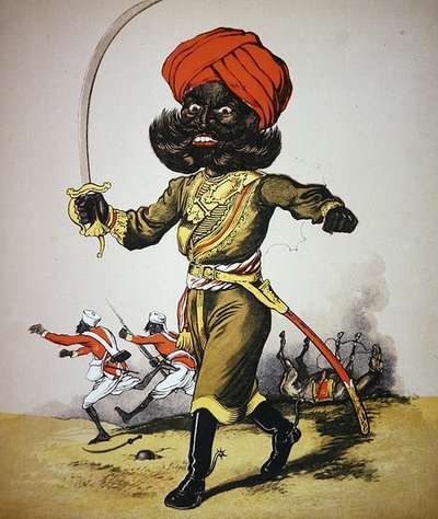 'Army and Navy Drolleries' ، رسم توضيحي بواسطة Major Seccombe ، نشره Frederick Warne & Co. ، حوالي عام 1875 (لون ليثو) بواسطة مدرسة اللغة الإنجليزية