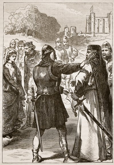 القبض على دوق غلوستر ، رسم توضيحي من Cassells Illustrated History of England (sepia photo) بواسطة مدرسة اللغة الإنجليزية