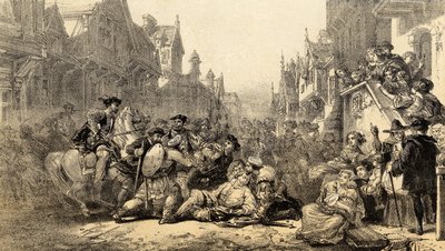 اغتيال ريجنت جيمس ستيوارت موراي (c.1531-70) ريجنت اسكتلندا ، في لينليثجو القديمة ، غرب لوثيان بواسطة مدرسة اللغة الإنجليزية