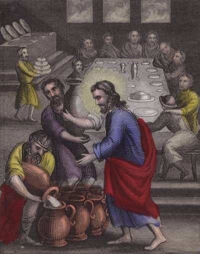 At Cana they a nuptial feast prepare ... (coloured engraving) بواسطة مدرسة اللغة الإنجليزية