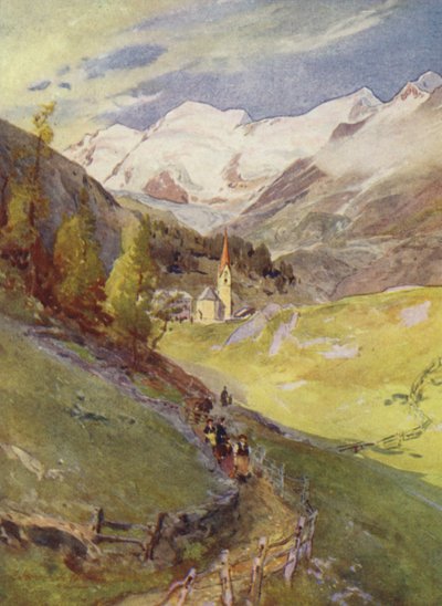 Austria: Gurgl, a Village in Tyrol (colour litho) بواسطة مدرسة اللغة الإنجليزية