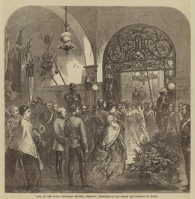 Ball at the Royal Artillery Grounds, Finsbury, Reception of the Prince and Princess of Wales (engraving) بواسطة مدرسة اللغة الإنجليزية