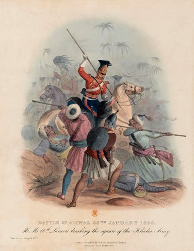 معركة عليوال، 28 يناير 1846 (صورة حجرية ملونة) بواسطة مدرسة اللغة الإنجليزية
