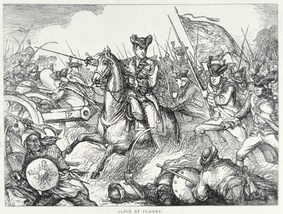 Battle of Plassey (colour litho) بواسطة مدرسة اللغة الإنجليزية