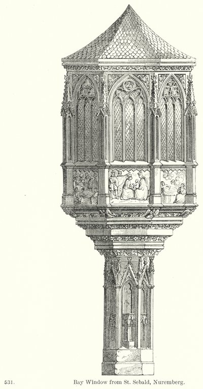 نافذة خليج من سانت سيبالد، نورمبرج (نقش) بواسطة مدرسة اللغة الإنجليزية