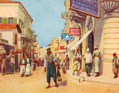 بيروت، الحي التجاري (طباعة ليثوغرافية ملونة) بواسطة مدرسة اللغة الإنجليزية