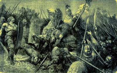 يقود بيليساريوس الجيش الروماني ضد القوط ، توضيح من التاريخ المصور للعالم ، تم نشره عام 1880 (صورة محسنة رقميًا) بواسطة مدرسة اللغة الإنجليزية