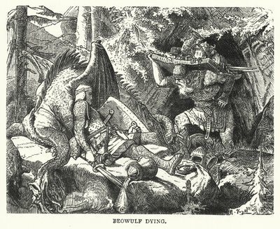 Beowulf dying (engraving) بواسطة مدرسة اللغة الإنجليزية