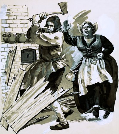 أبقى برنارد باليسي أفرانه مستمرة عن طريق تقطيع أثاثه وألواح الأرضية (الغواش على الورق) بواسطة مدرسة اللغة الإنجليزية