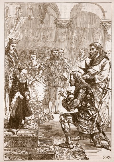 خطوبة الأميرة إيزابيلا لريتشارد ، رسم توضيحي من Cassells Illustrated History of England (sepia photo) بواسطة مدرسة اللغة الإنجليزية