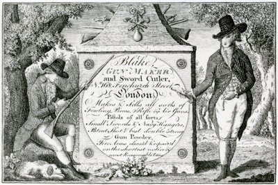 Blake و Gunmaker و Sword Cutler ، ملصق علبة البندقية (نقش) بواسطة مدرسة اللغة الإنجليزية