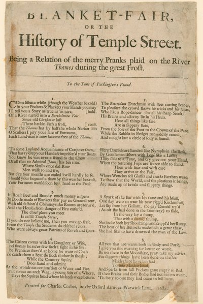معرض بطانية. قصيدة عن معرض الصقيع عام 1684 بواسطة مدرسة اللغة الإنجليزية