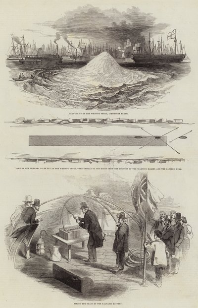 Blowing Up of the Whiting Shoal at Limehouse Reach (engraving) بواسطة مدرسة اللغة الإنجليزية
