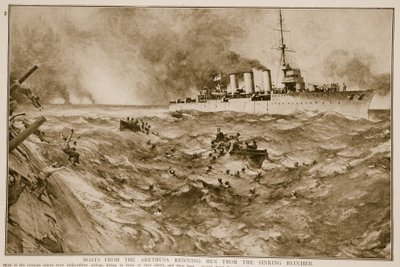 قوارب من Arethusa لإنقاذ الرجال من غرق Blucher ، 1914-1919 بواسطة مدرسة اللغة الإنجليزية