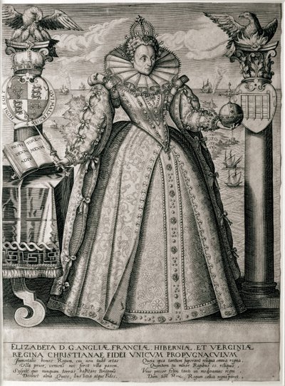 صورة كتابية تحتفل بالملكة إليزابيث هي عهد سعيد ومزدهر ، 1596 بواسطة مدرسة اللغة الإنجليزية