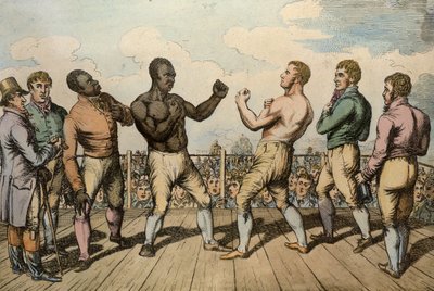 مباراة ملاكمة بين كريب (1781-1848) ومولينو (ت 1818) في ثيستلتون جاب ، روتلاند ، 1811 بواسطة مدرسة اللغة الإنجليزية