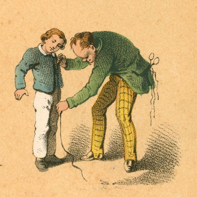 يقاس الصبي بواسطة خياطه بواسطة مدرسة اللغة الإنجليزية