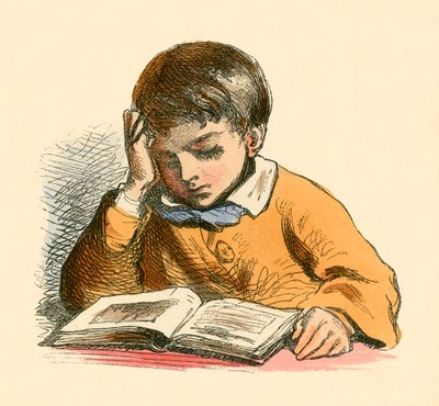 قراءة الصبي بواسطة مدرسة اللغة الإنجليزية