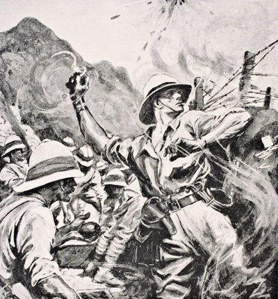 الملازم البريطاني WT Forshaw VC ، من "The War Illustrated Album deLuxe" ، نُشر في لندن ، 1916 بواسطة مدرسة اللغة الإنجليزية