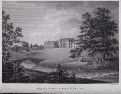 Brough Hall in Yorkshire, the Seat of Sir John Lawson (engraving) بواسطة مدرسة اللغة الإنجليزية