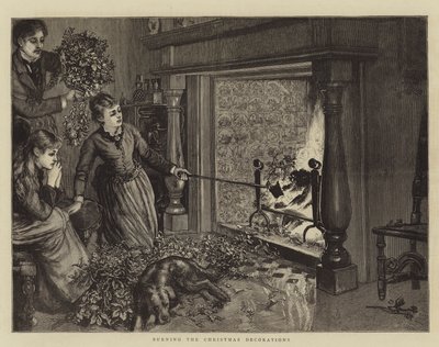 Burning the Christmas Decorations (engraving) بواسطة مدرسة اللغة الإنجليزية