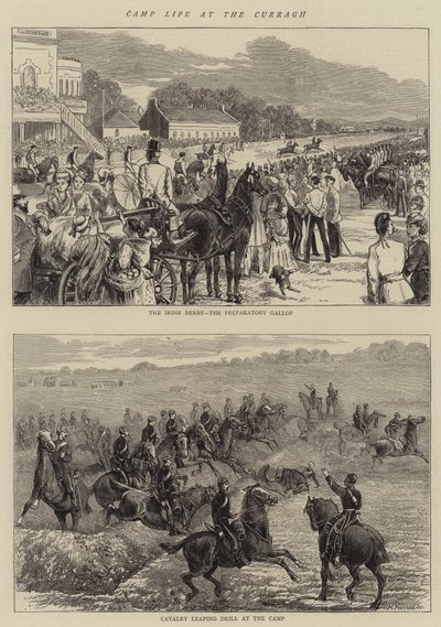 حياة المعسكر في Curragh (نقش) بواسطة مدرسة اللغة الإنجليزية