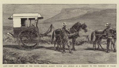 أرسلت Cape Cart إلى الوطن من قبل الأمراء الشابين ألبرت فيكتور وجورج كهدية لأميرة ويلز (نقش) بواسطة مدرسة اللغة الإنجليزية