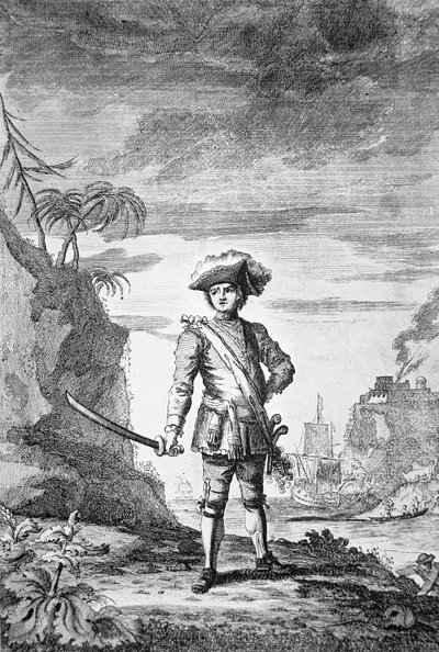Captain Bartholomew Roberts, engraved by James Basire بواسطة مدرسة اللغة الإنجليزية