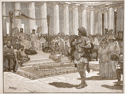 Caractacus قبل Claudius ، توضيح من Cassells Illustrated History of England (sepia photo) بواسطة مدرسة اللغة الإنجليزية