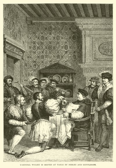 يتم تقديم الكاردينال Wolsey على الطاولة من قبل النبلاء والسادة بواسطة مدرسة اللغة الإنجليزية