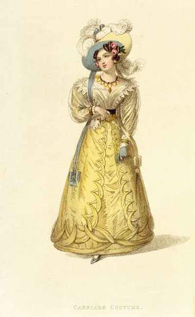 زي النقل ، لوحة الموضة من Ackermanns Repository of Arts ، c.1827 بواسطة مدرسة اللغة الإنجليزية