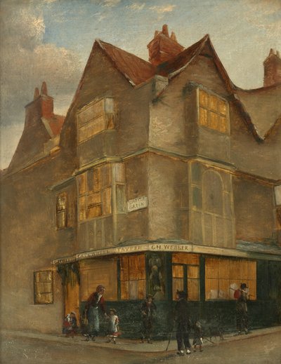 Cat and Wheel, formerly in Narrow Wine Street (oil on panel) بواسطة مدرسة اللغة الإنجليزية