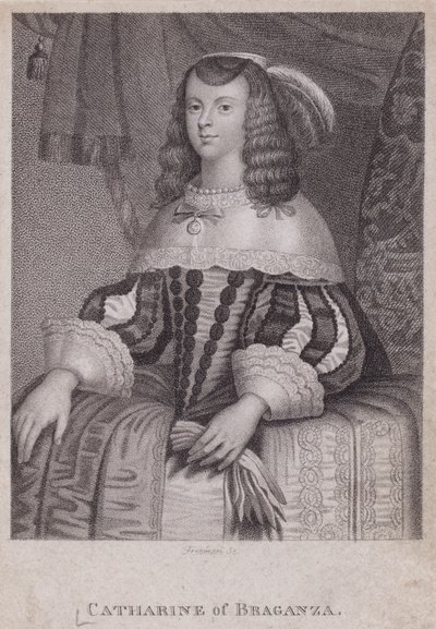 Catherine of Braganza, Queen Consort of King Charles II (engraving) بواسطة مدرسة اللغة الإنجليزية