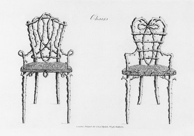 الكراسي ، من العمارة Grotesque ، أو الترفيه الريفي ، بقلم ويليام رايت ، تم نشره عام 1768 بواسطة مدرسة اللغة الإنجليزية