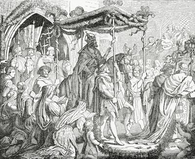 تشارلز الرابع ، الإمبراطور الروماني المقدس ، يزور البابا أوربان الخامس في أفينيون عام 1365 ، 1882 بواسطة مدرسة اللغة الإنجليزية