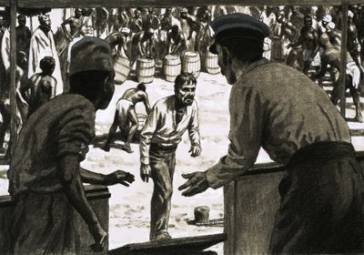 وضع تشارلز أوزبورن والكابتن ستوت براميل الروم على الشاطئ بواسطة مدرسة اللغة الإنجليزية